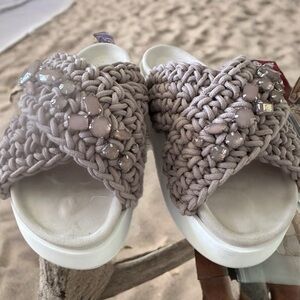 #52 Women's Braided Platform Sandals - Cream